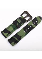 Universal 22mm 24mm 26mm Camouflage Colorful Rubber Watch Band for Men Watch Strap for Samsung Gear S3 Classic Panerai