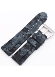 Universal 22mm 24mm 26mm Camouflage Colorful Rubber Watch Band for Men Watch Strap for Samsung Gear S3 Classic Panerai