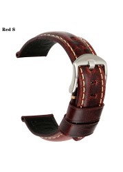 MAIKES Watch Watch Accessories 18mm-26mm Brown Vintage Oil Wax Leather Watch Band For Samsung gear s3 fossil watch strap