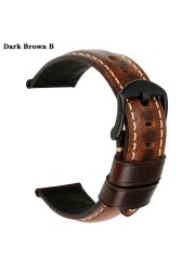 MAIKES Watch Watch Accessories 18mm-26mm Brown Vintage Oil Wax Leather Watch Band For Samsung gear s3 fossil watch strap