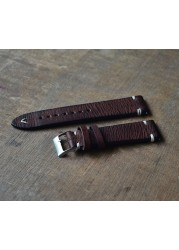 Handmade antique leather watch strap, 20mm 22mm 24mm watch strap, distressed look, stainless steel, polished buckle