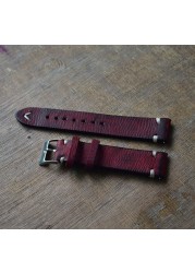 Handmade antique leather watch strap, 20mm 22mm 24mm watch strap, distressed look, stainless steel, polished buckle