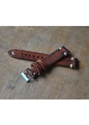 Handmade antique leather watch strap, 20mm 22mm 24mm watch strap, distressed look, stainless steel, polished buckle