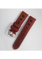 Retro Watch Strap 20mm 22mm 24mm Genuine Leather Watches Men Women Wristwatch Accessories Correa Samsung Galaxy Active 2