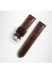 Retro Watch Strap 20mm 22mm 24mm Genuine Leather Watches Men Women Wristwatch Accessories Correa Samsung Galaxy Active 2