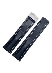 Soft Leather Watch Straps, 20mm, 22mm, 24mm Breitling Watch Strap, Leather, Black, Brown, Blue