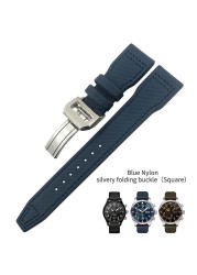 20mm 21mm 22mm Nylon Fiber Leather Watchband Fit For IWC IW377729 IW389001 Big Pilot Watch High Quality Green Blue Black Strap