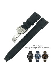 20mm 21mm 22mm Nylon Fiber Leather Watchband Fit For IWC IW377729 IW389001 Big Pilot Watch High Quality Green Blue Black Strap