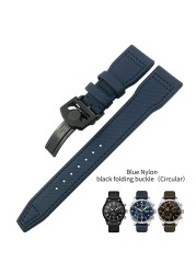 20mm 21mm 22mm Nylon Fiber Leather Watchband Fit For IWC IW377729 IW389001 Big Pilot Watch High Quality Green Blue Black Strap