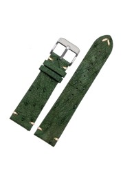 High Quality Ultra-thin Soft Handmade Ostrich Leather Green General Watch Rod Bar 18 20mm 22mm Orange Brown Black Watch Straps Men