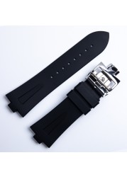 25mm*8mm Top Quality Rubber Silicone Watchband For Vacheron Constantin Offshore Watch Bnad Black Blue Waterproof Sport Strap