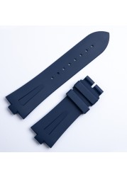 25mm*8mm Top Quality Rubber Silicone Watchband For Vacheron Constantin Offshore Watch Bnad Black Blue Waterproof Sport Strap