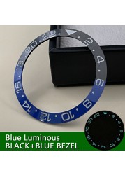 Sub green ceramic bezel insert super C3 green/blue luminous watch case outer ring 38mm*30.6mm suit for 40mm GMT NH35 series watch