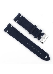 Genuine suede leather antique watch band 18mm 20mm 22mm 24mm high quality royal blue watch strap for men women watches