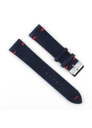 Genuine suede leather antique watch band 18mm 20mm 22mm 24mm high quality royal blue watch strap for men women watches