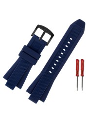 Rubber Watch Strap for MK MK8184 MK8152 MK9020 MK8730 MK8761 8295 8296 Convex Silicone Watch Band Men's Watch Band 29*13mm Black Blue