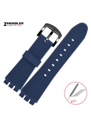 Rubber band for swatch 23mm men's watch, high quality, black, soft, waterproof, silicone, watch straps, black