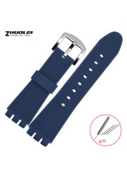 Rubber band for swatch 23mm men's watch, high quality, black, soft, waterproof, silicone, watch straps, black