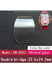 Double Bridge Square Crystal Watch for Franck Muller FM 6000H 5002 5850 Blue Mineral Glass AR Watch Partst