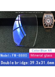 Double Bridge Square Crystal Watch for Franck Muller FM 6000H 5002 5850 Blue Mineral Glass AR Watch Partst