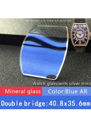 Double Bridge Square Crystal Watch for Franck Muller FM 6000H 5002 5850 Blue Mineral Glass AR Watch Partst