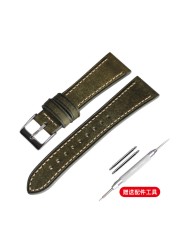 Suitable for antique watch straps, handmade Italian calf leather watchband 18mm 20mm 22mm, frosted retro style soft bracelet