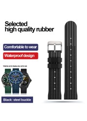 For Seiko IWC Watch Silicone Watches Sharkey MM300 SBDX001 6105 Waterproof Bracelet Soft Rubber Waffle Strap 20mm 22mm