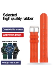 For Seiko IWC Watch Silicone Watches Sharkey MM300 SBDX001 6105 Waterproof Bracelet Soft Rubber Waffle Strap 20mm 22mm