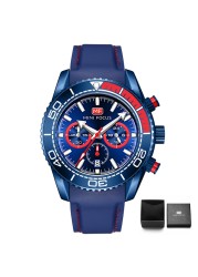 Men's Watches Top Brand Luxury Quartz Fashion Waterproof Multifunction Sports Wristwatches Relogio Masculino Blue Silicone Strap