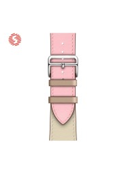 ShengOne Leather Bracelet Fashion Exquisite Bracelet for Apple Watch 7 6 SE 5 4 45 44 42mm Two Tone Replacement Strap 3 2 41 40 38