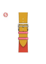 ShengOne Leather Bracelet Fashion Exquisite Bracelet for Apple Watch 7 6 SE 5 4 45 44 42mm Two Tone Replacement Strap 3 2 41 40 38