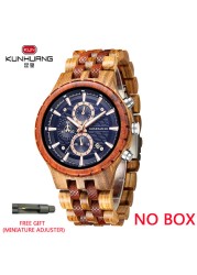 Kunhuang Business Men's Watch Wooden Stopwatch Date Display Chronograph Quartz Wrist Watches relogio masculino