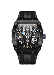 OUPINKE Luxury Watches Men Automatic Mechanical Silicone Sapphire Mirror Tonneau Skeleton Watch Waterproof Top Brand Sport