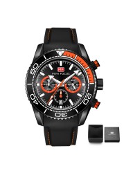 Mens Watches Top Brand Luxury Quartz Waterproof Fashion Multifunction Sports Wristwatches Black Silicone Strap Relogio Masculino