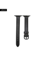 URVOI Band for Apple Watch Series 7 6 SE 5 4 321 Genuine Leather Strap for iWatch Slim Wristwatches Modern Design 14mm Width Girl Strap