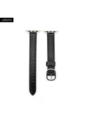 URVOI Band for Apple Watch Series 7 6 SE 5 4 321 Genuine Leather Strap for iWatch Slim Wristwatches Modern Design 14mm Width Girl Strap