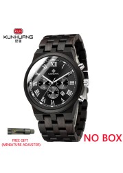 Kunhuang Wooden Men Watches Relogio Masculino Luxury Brand Stylish Chronograph Military Watch Great Gift for Man OEM