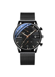 2022 New Fashion Mens Watches Luxury Brand Quartz Watch Men Mesh Steel Waterproof Ultra-thin Wristwatch for Men Sport Clock