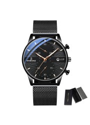 2022 New Fashion Mens Watches Luxury Brand Quartz Watch Men Mesh Steel Waterproof Ultra-thin Wristwatch for Men Sport Clock