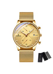 2022 New Fashion Mens Watches Luxury Brand Quartz Watch Men Mesh Steel Waterproof Ultra-thin Wristwatch for Men Sport Clock