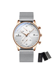 2022 New Fashion Mens Watches Luxury Brand Quartz Watch Men Mesh Steel Waterproof Ultra-thin Wristwatch for Men Sport Clock