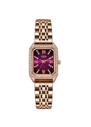 Fashion Rhinestone Watches for Women Quartz Movement Rosegold Stainless Steel Watch Holiday Lovely Gift 3ATM Waterproof Clock
