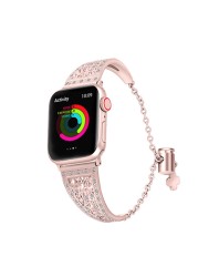 Metal Diamond Bracelet for iWatch Series SE7654 Stainless Steel Band 38mm 40mm 41mm 42mm 44mm 45mm Flower Pattern Women's Strap