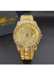 Luxury Men's Watch Bling Bling Big Diamond Quartz Watches Male Hip Hop Rock Stylish Waterproof Calendar Wristwatches Droshipping