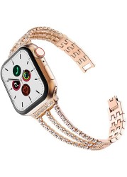 Metal Diamond Bracelet For iWatch7 SE 6 5 Band Stainless Steel Watchband For Apple Watch Band 38mm 42mm 40mm 44mm Shining Strap