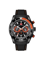 Fashion Men's Watches Multifunction Water Resistant Sport Wristwatches Luxury Quartz Luxury Brand Black Silicone Strap