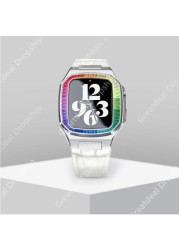 Diamond Luxury Watch Case For Apple Watch SE 44mm Stainless Steel Metal Mod Cover For IWatch SE 5 4 Series Mod Kit GEM