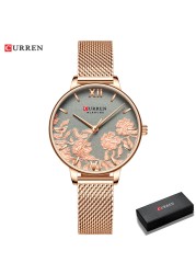 CURREN Women's Watches Top Brand Luxury Stainless Steel Watch Strap for Women Rose Clock Stylish Quartz Ladies Watch