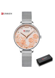 CURREN Women's Watches Top Brand Luxury Stainless Steel Watch Strap for Women Rose Clock Stylish Quartz Ladies Watch