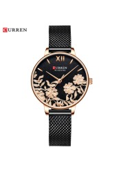 CURREN Women's Watches Top Brand Luxury Stainless Steel Watch Strap for Women Rose Clock Stylish Quartz Ladies Watch